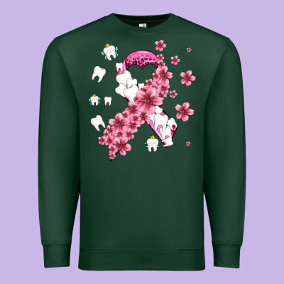 Teeth And Flower Cancer Ribbon Premium Sweatshirt Designed By Adodesignshop