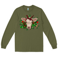 Army Green Christmas charolais calf Long Sleeve Tee - RanaPortraitStore