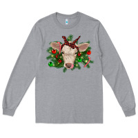 Heather Grey Christmas charolais calf Long Sleeve Tee - RanaPortraitStore