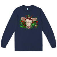 Navy Christmas charolais calf Long Sleeve Tee - RanaPortraitStore