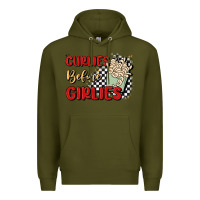 Army Green curlies before girlies Premium Hoodie - MaliasSmallBusiness