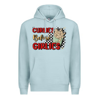 Blue Mist curlies before girlies Premium Hoodie - MaliasSmallBusiness