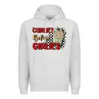 Dove Grey curlies before girlies Premium Hoodie - MaliasSmallBusiness