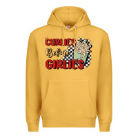 Mustard curlies before girlies Premium Hoodie - MaliasSmallBusiness