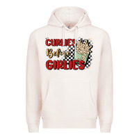 Pale Pink curlies before girlies Premium Hoodie - MaliasSmallBusiness
