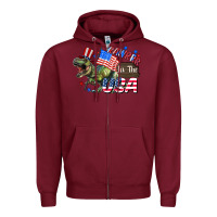 Burgundy Rawrrr in the USA 4th of july Zipper Hoodie - CowGirlArtShop