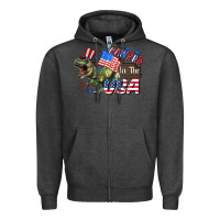 Charcoal Heather Rawrrr in the USA 4th of july Zipper Hoodie - CowGirlArtShop