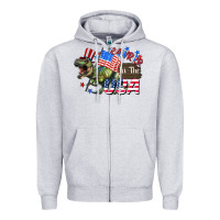 Heather Grey Rawrrr in the USA 4th of july Zipper Hoodie - CowGirlArtShop