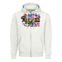 Oatmeal Heather Rawrrr in the USA 4th of july Zipper Hoodie - CowGirlArtShop