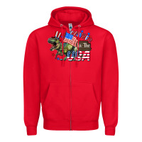 Red Rawrrr in the USA 4th of july Zipper Hoodie - CowGirlArtShop