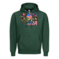 Sports Green Rawrrr in the USA 4th of july Zipper Hoodie - CowGirlArtShop