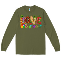 Army Green love summer with strawberry Long Sleeve Tee - texasbilliewilder