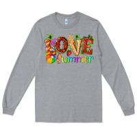 Heather Grey love summer with strawberry Long Sleeve Tee - texasbilliewilder