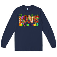 Navy love summer with strawberry Long Sleeve Tee - texasbilliewilder