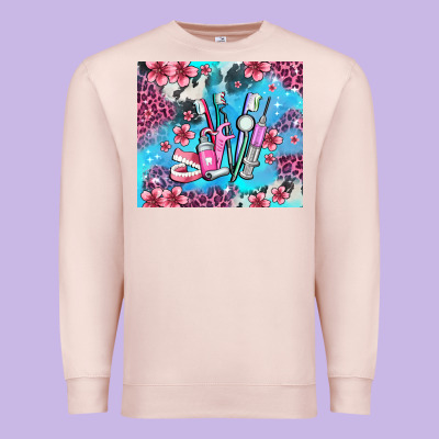 Dentist Element With Flowers Premium Sweatshirt Designed By Adodesignshop