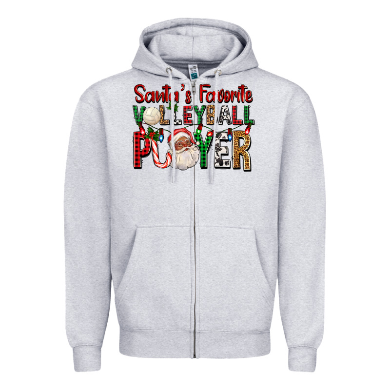 Afro Santa's Favorite Volleyball Player For Christ Zipper Hoodie by FaDigitalArtStudio | Teevron
