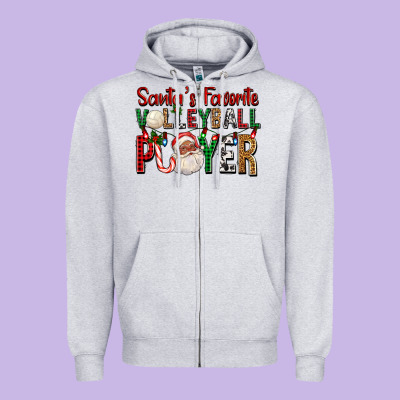Afro Santa's Favorite Volleyball Player For Christ Zipper Hoodie Designed By Fadigitalartstudio