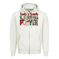 Oatmeal Heather afro santa's favorite volleyball player for christ Zipper Hoodie - FaDigitalArtStudio
