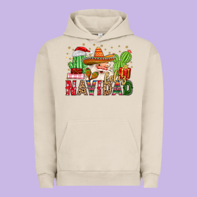 Feliz Navidad Santa Urban Hoodie Designed By Maliassmallbusiness