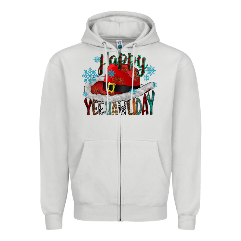 Happy Yeehawliday Zipper Hoodie by CowhideDigitalArt | Teevron