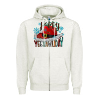 Oatmeal Heather happy yeehawliday Zipper Hoodie - CowhideDigitalArt