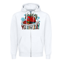 White happy yeehawliday Zipper Hoodie - CowhideDigitalArt