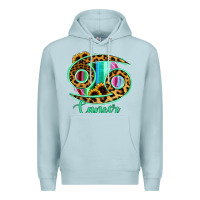 Blue Mist Cancer Zodiac Sign Sunflower Leopard Serape Premium Hoodie - RanaPortraitStore