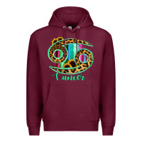 Burgundy Cancer Zodiac Sign Sunflower Leopard Serape Premium Hoodie - RanaPortraitStore