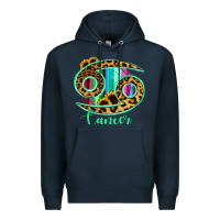 Navy Cancer Zodiac Sign Sunflower Leopard Serape Premium Hoodie - RanaPortraitStore