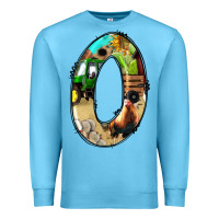 Ocean Blue farm life alphabet numbers 0 Premium Sweatshirt - BundleAndBundleShop