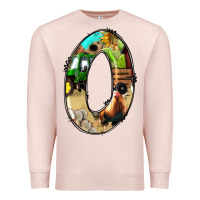 Pale Pink farm life alphabet numbers 0 Premium Sweatshirt - BundleAndBundleShop
