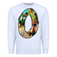 White farm life alphabet numbers 0 Premium Sweatshirt - BundleAndBundleShop