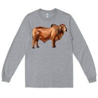 Heather Grey brahman bull Long Sleeve Tee - RanaPortraitStore