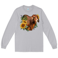 Moon Dust brahman bull with sunflowers Long Sleeve Tee - RanaPortraitStore