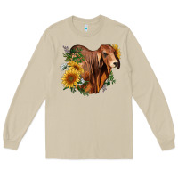 Mushroom brahman bull with sunflowers Long Sleeve Tee - RanaPortraitStore