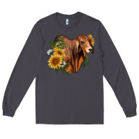 Smoke brahman bull with sunflowers Long Sleeve Tee - RanaPortraitStore