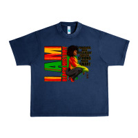 Navy I am black history Afro American woman Urban Heavy Tee - RanaPortraitStore