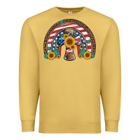 Antique Gold cross american flag cowhide  leopard gemstone rainbow Premium Sweatshirt - Artiststas