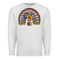 Oatmeal Heather cross american flag cowhide  leopard gemstone rainbow Premium Sweatshirt - Artiststas