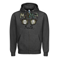 Charcoal Heather mama of both Zipper Hoodie - CowhideDigitalArt