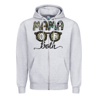Heather Grey mama of both Zipper Hoodie - CowhideDigitalArt