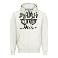 Oatmeal Heather mama of both Zipper Hoodie - CowhideDigitalArt