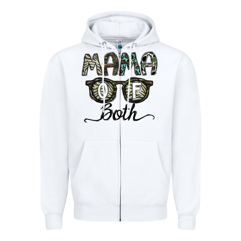 Mama Of Both Zipper Hoodie by CowhideDigitalArt | Teevron
