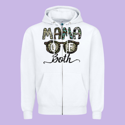 Mama Of Both Zipper Hoodie Designed By Cowhidedigitalart