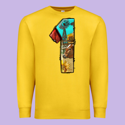 Farm Life Alphabet Numbers 1 Premium Sweatshirt Designed By Bundleandbundleshop