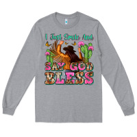 Heather Grey i just smile and say god bless Long Sleeve Tee - Zillion Design Studio