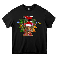 Black longhorn Aztec Christmas Heavy Core Tee - CowhideDigitalArt