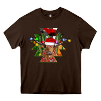 Chocolate Brown longhorn Aztec Christmas Heavy Core Tee - CowhideDigitalArt