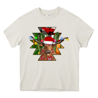 Cream longhorn Aztec Christmas Heavy Core Tee - CowhideDigitalArt