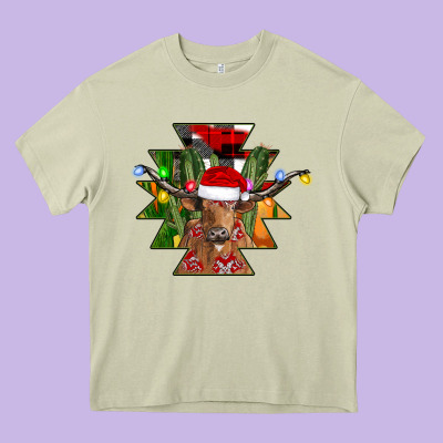 Longhorn Aztec Christmas Heavy Core Tee Designed By Cowhidedigitalart